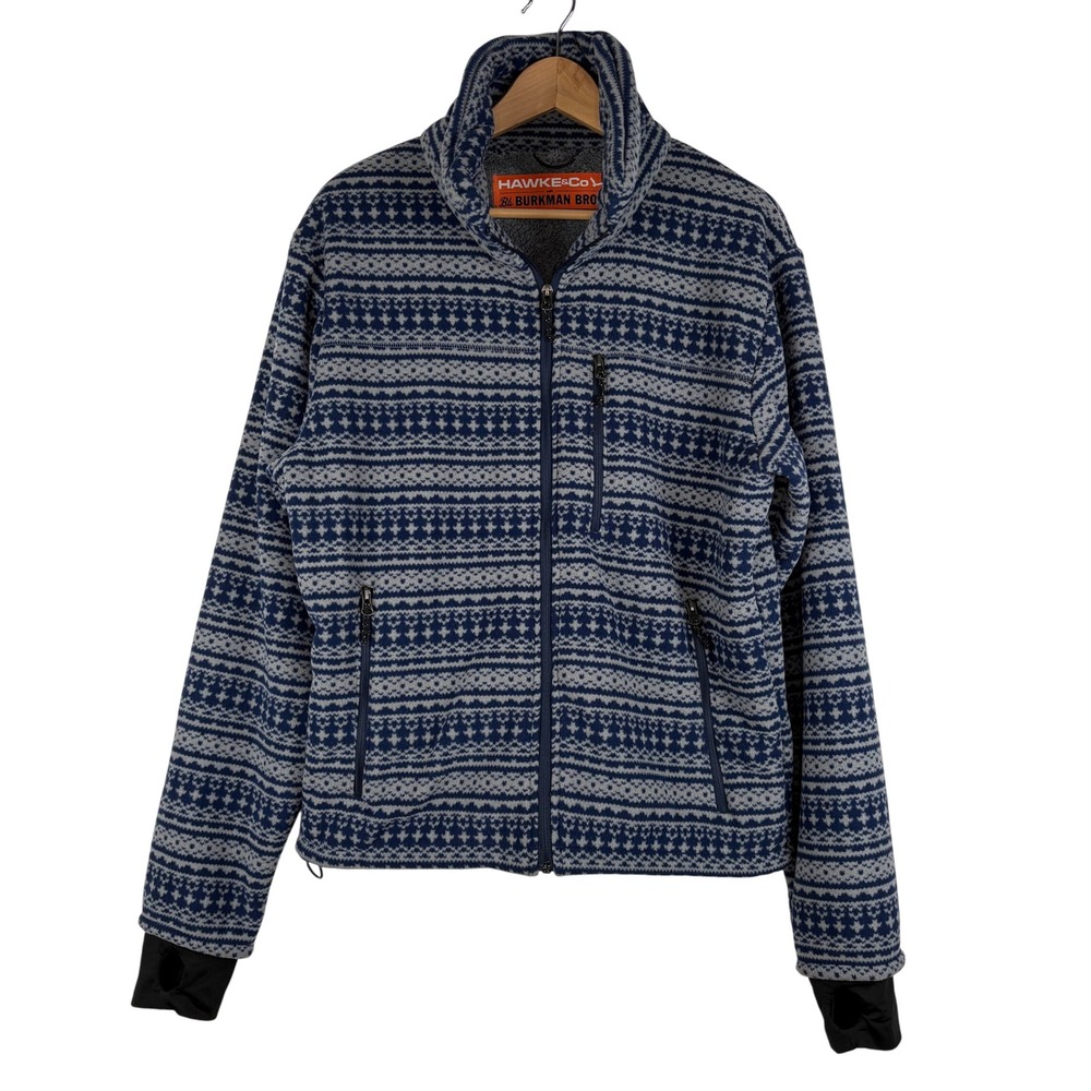 Hawke & Co Burkman Bros Mens Sherpa Lined Fair Isle Sweater Size S Blue Gorpcore